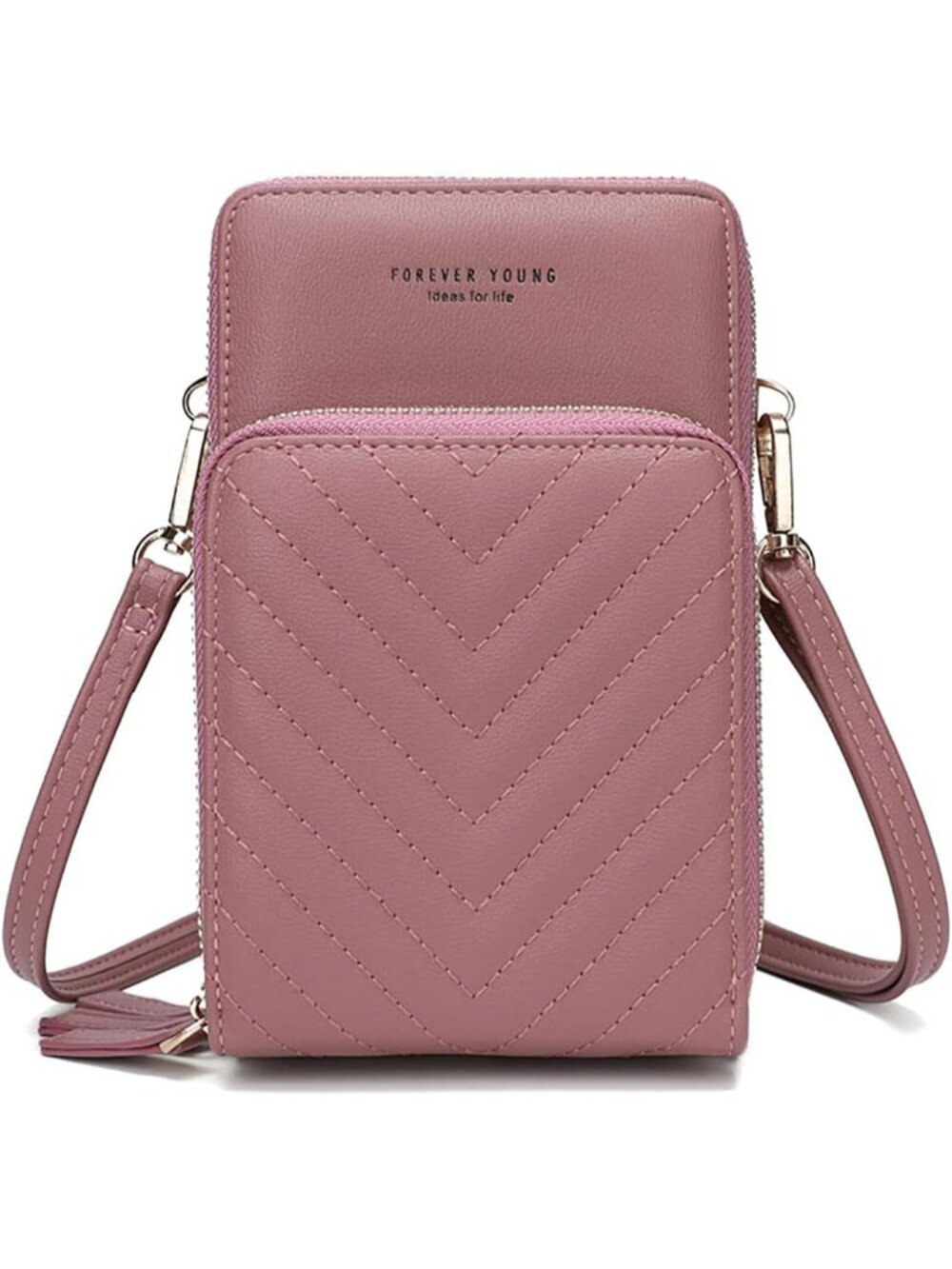 Women's Pink Small Leather with Guitar Strap Stylish Crossbody bags with 2 Slots